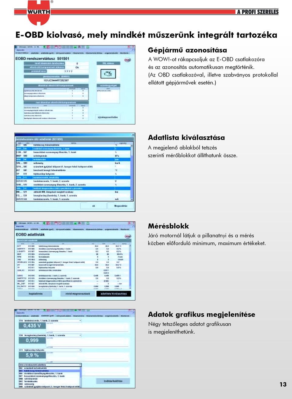 (Az OBD csatlakozóval, illetve szabványos protokollal ellátott gépjármûvek esetén.