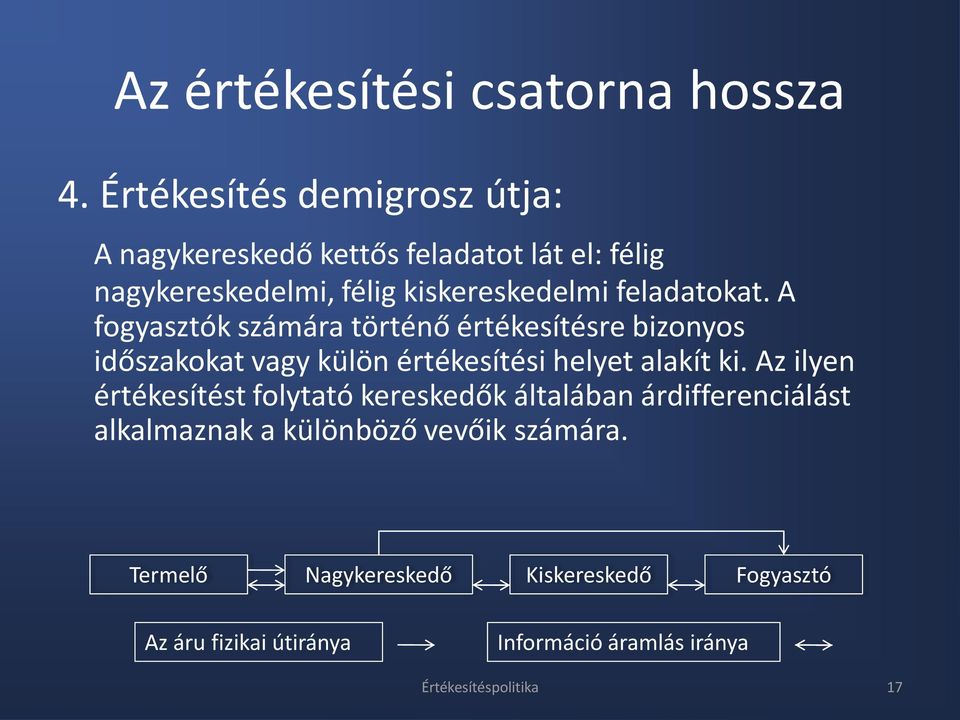 feladatokat. A fogyasztók számára történő értékesítésre bizonyos időszakokat vagy külön értékesítési helyet alakít ki.