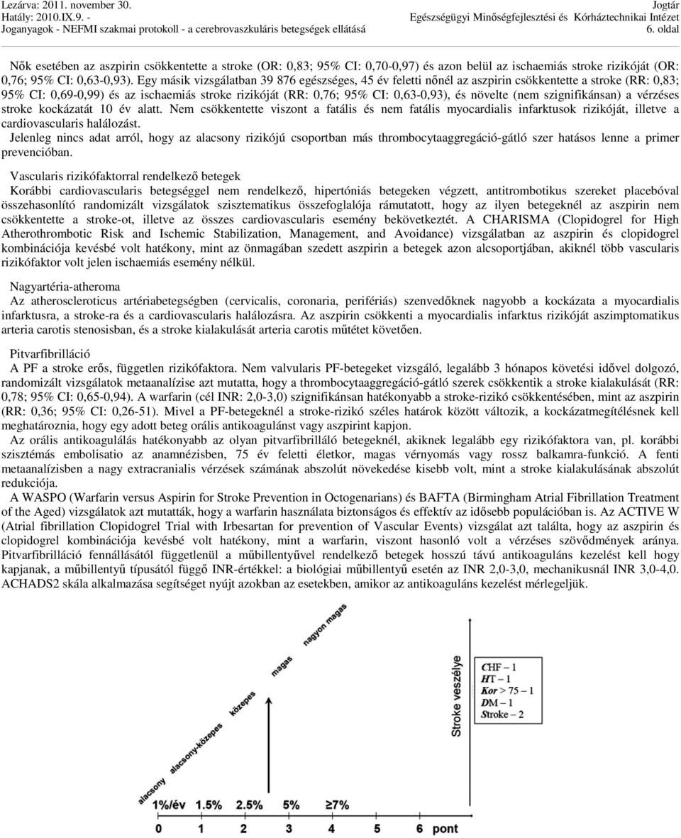 növelte (nem szignifikánsan) a vérzéses stroke kockázatát 10 év alatt. Nem csökkentette viszont a fatális és nem fatális myocardialis infarktusok rizikóját, illetve a cardiovascularis halálozást.