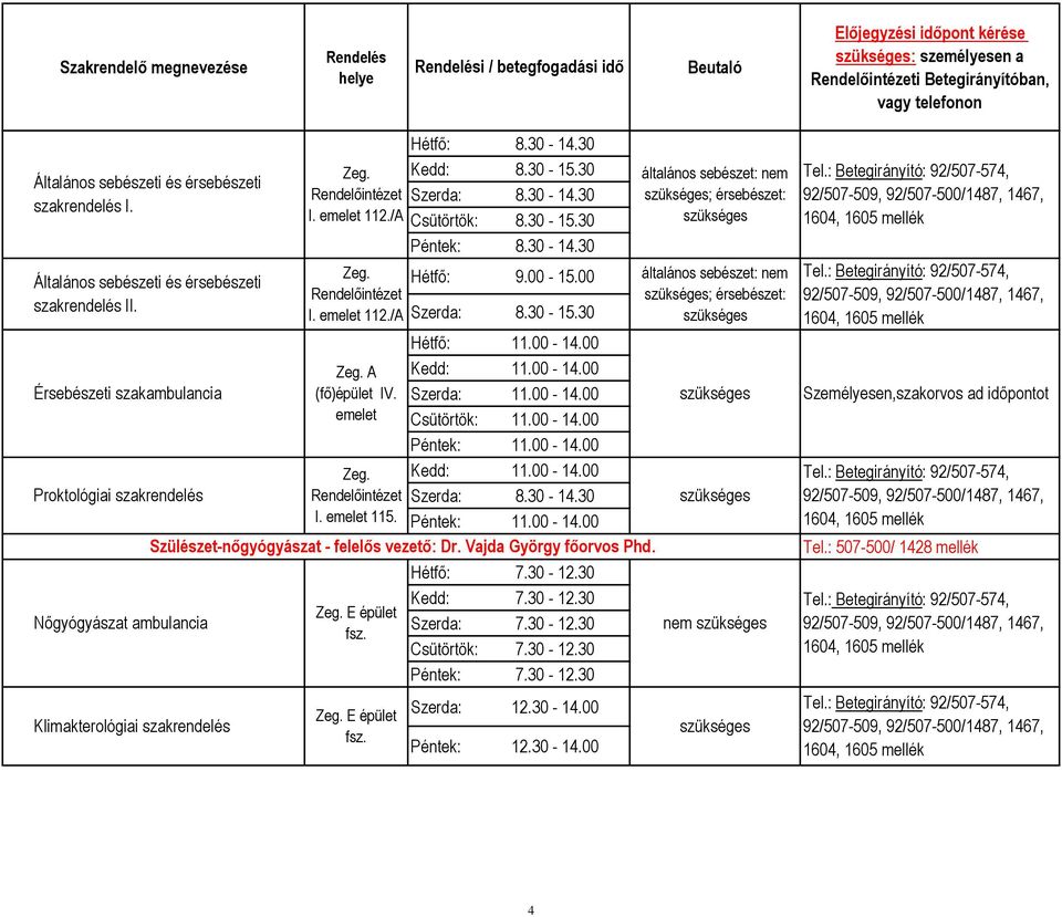 30 Szerda: 8.30-14.30 Csütörtök: 8.30-15.30 Péntek: 8.30-14.30 Hétfő: 9.00-15.00 Szerda: 8.30-15.30 Hétfő: 11.00-14.00 Kedd: 11.00-14.00 Szerda: 11.00-14.00 Csütörtök: 11.00-14.00 Péntek: 11.00-14.00 Kedd: 11.00-14.00 Szerda: 8.30-14.30 I.