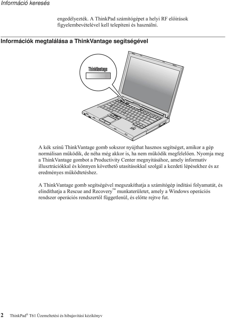 ThinkPad T61 Üzemeltetési és hibajavítási kézikönyv - PDF Free Download