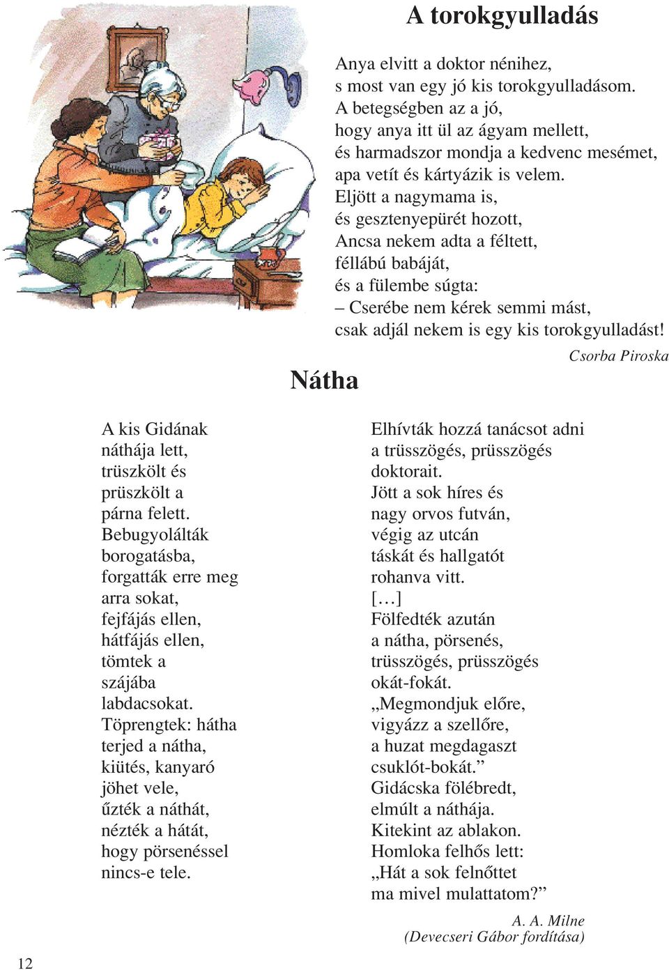 Nátha A torokgyulladás Anya elvitt a doktor nénihez, s most van egy jó kis torokgyulladásom.