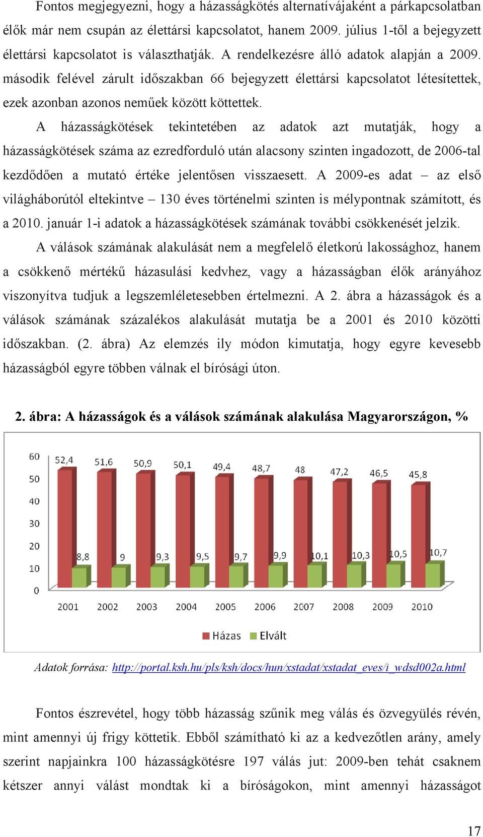 A házasságkötések tekintetében az adatok azt mutatják, hogy a házasságkötések száma az ezredforduló után alacsony szinten ingadozott, de 2006-tal kezdődően a mutató értéke jelentősen visszaesett.