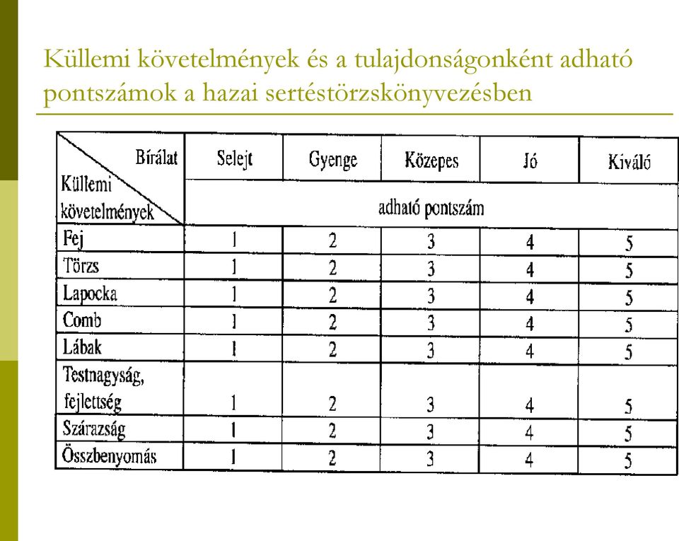 adható pontszámok a