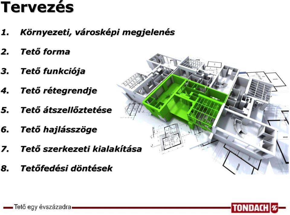 Tető rétegrendje 5. Tető átszellőztetése 6.