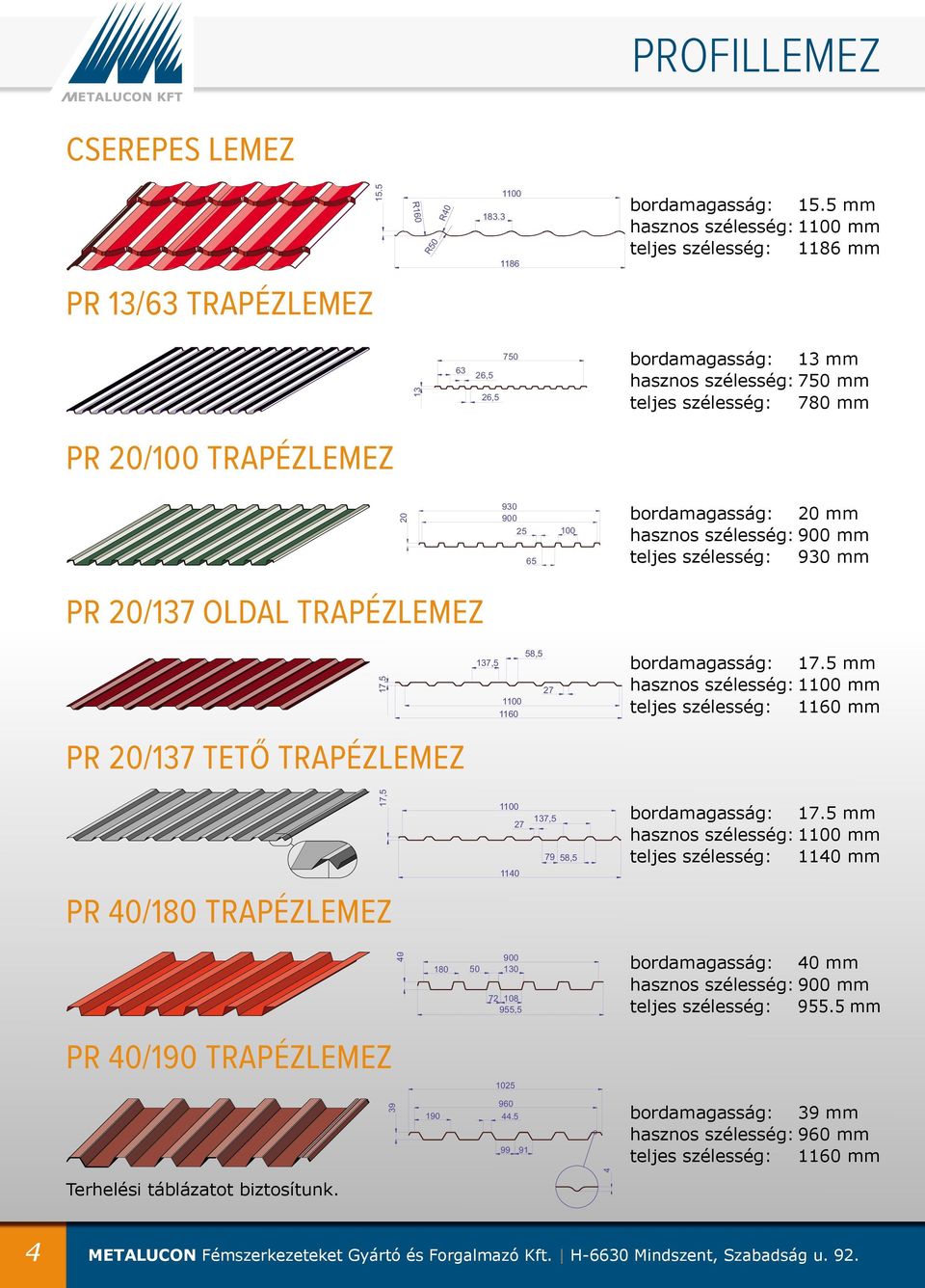 900 25 65 100 bordamagasság: 20 mm hasznos szélesség: 900 mm teljes szélesség: 930 mm PR 20/137 OLDAL TRAPÉZLEMEZ PR 20/137 TETŐ TRAPÉZLEMEZ PR 40/180 TRAPÉZLEMEZ 17,5 17,5 58,5 137,5 27 1100 1160