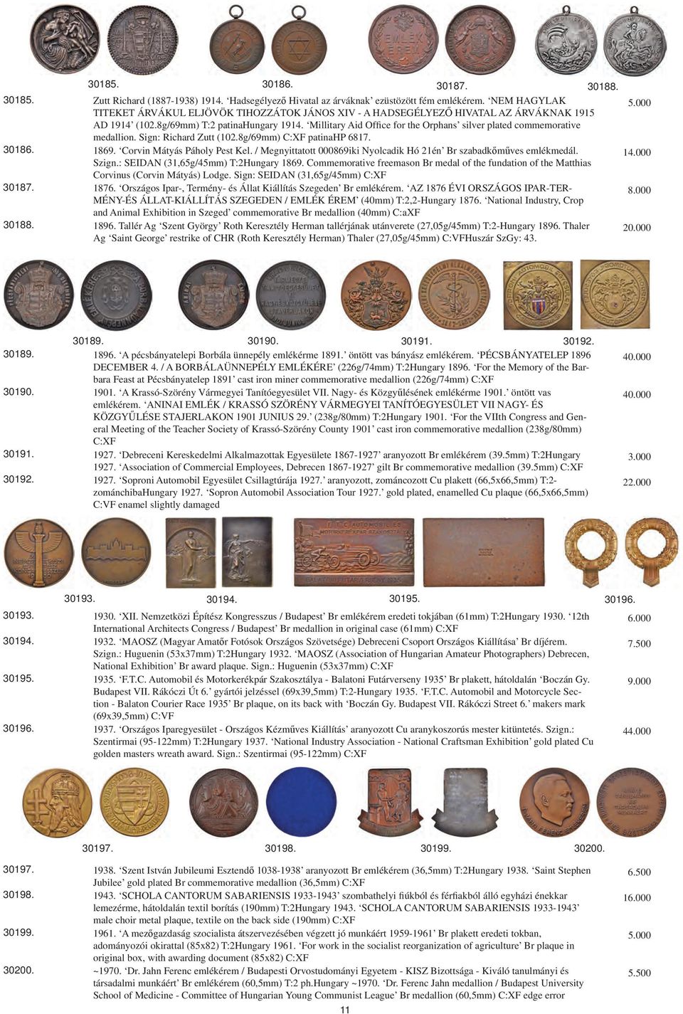 Millitary Aid Office for the Orphans silver plated commemorative medallion. Sign: Richard Zutt (102.8g/69mm) C:XF patinahp 6817. 1869. Corvin Mátyás Páholy Pest Kel.