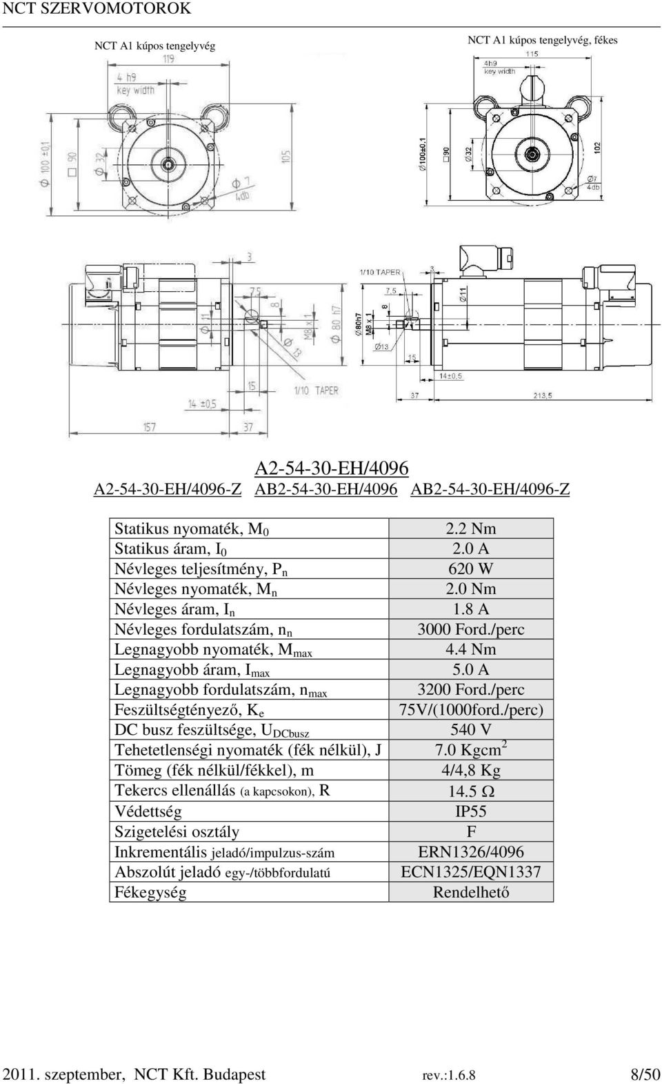 /perc eszültségtényező, K e 75V/(1000ford./perc) DC busz feszültsége, U DCbusz 540 V Tehetetlenségi nyomaték (fék nélkül), J 7.