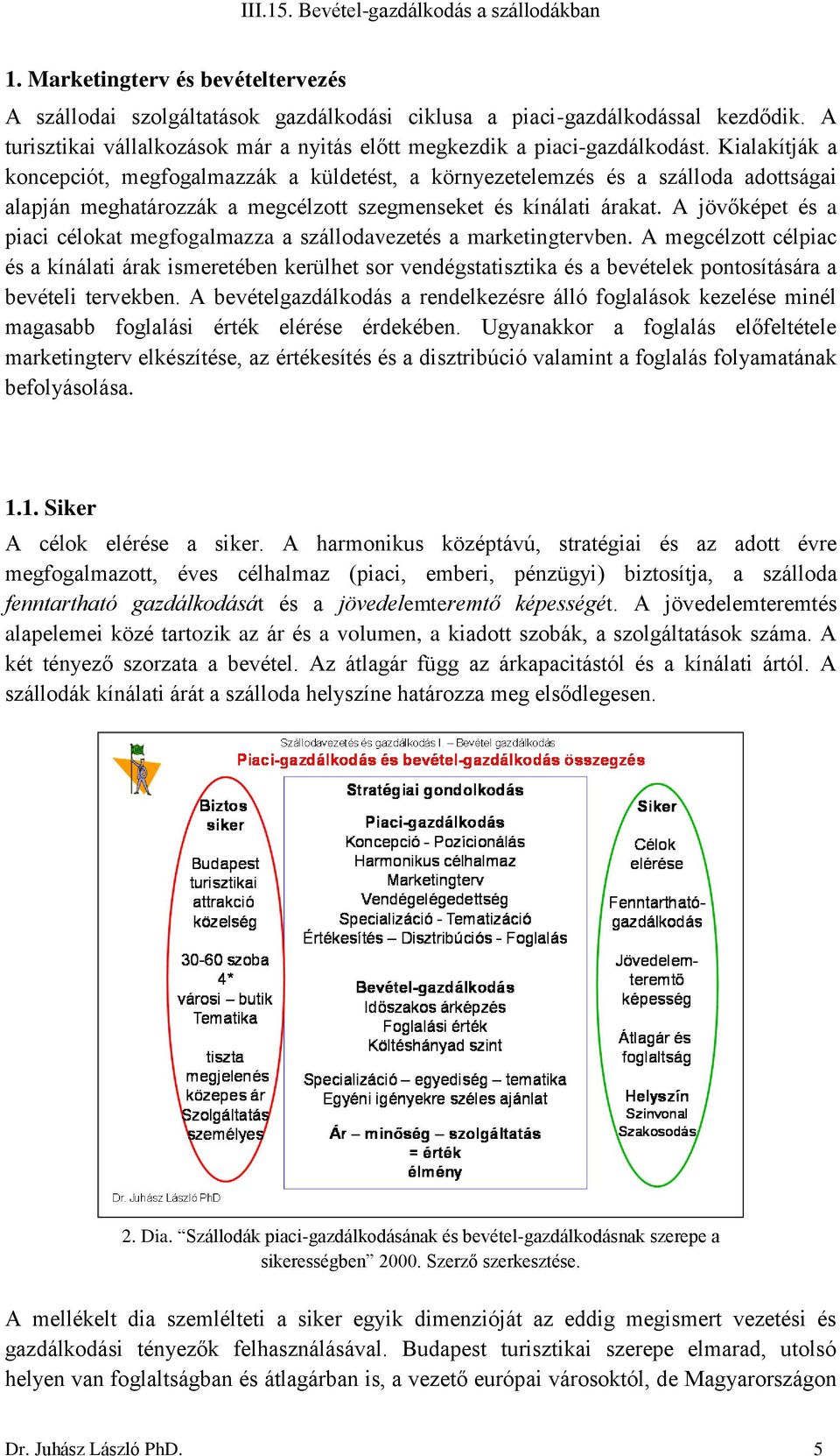 A jövőképet és a piaci célokat megfogalmazza a szállodavezetés a marketingtervben.