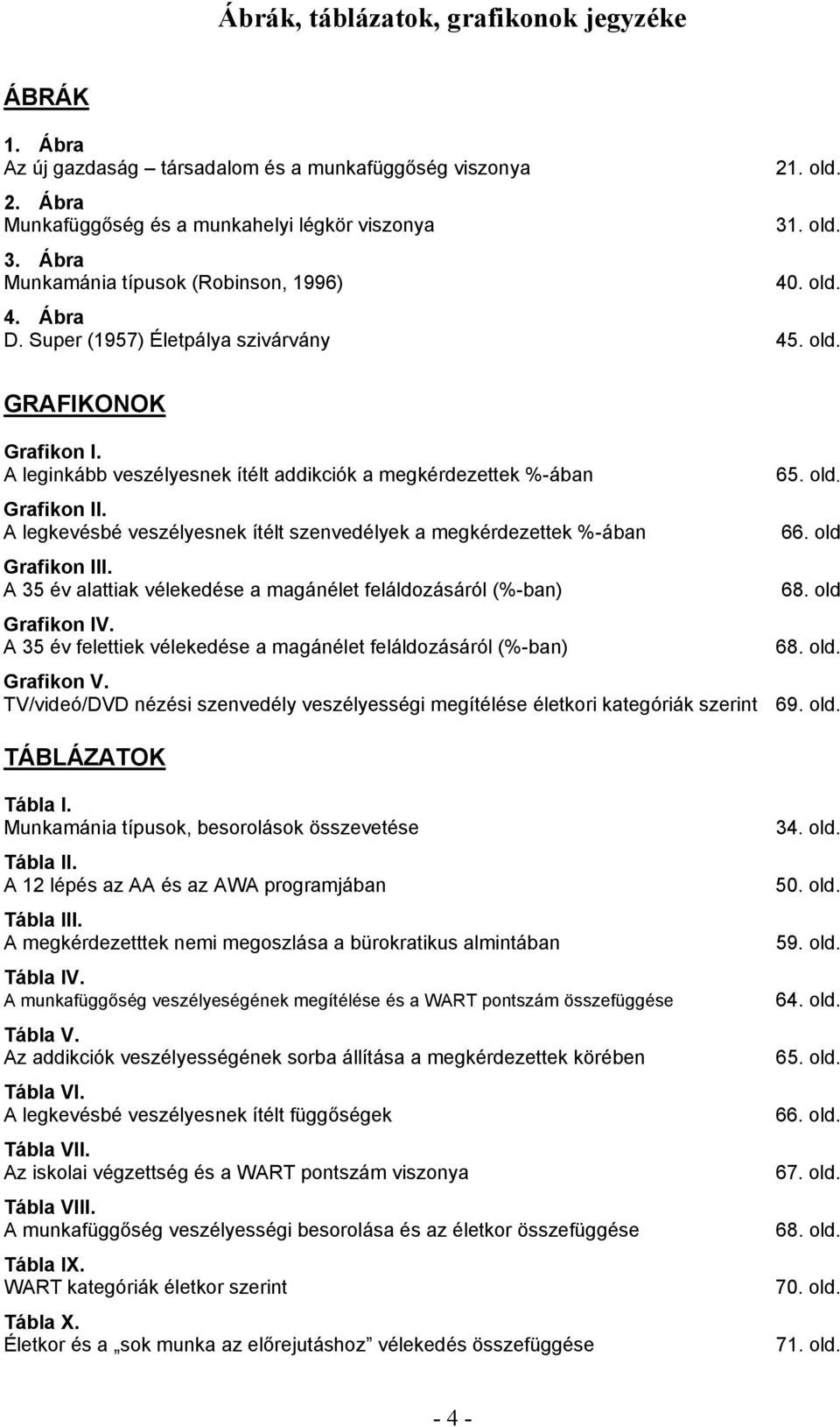 A leginkább veszélyesnek ítélt addikciók a megkérdezettek %-ában 65. old. Grafikon II. A legkevésbé veszélyesnek ítélt szenvedélyek a megkérdezettek %-ában 66. old Grafikon III.