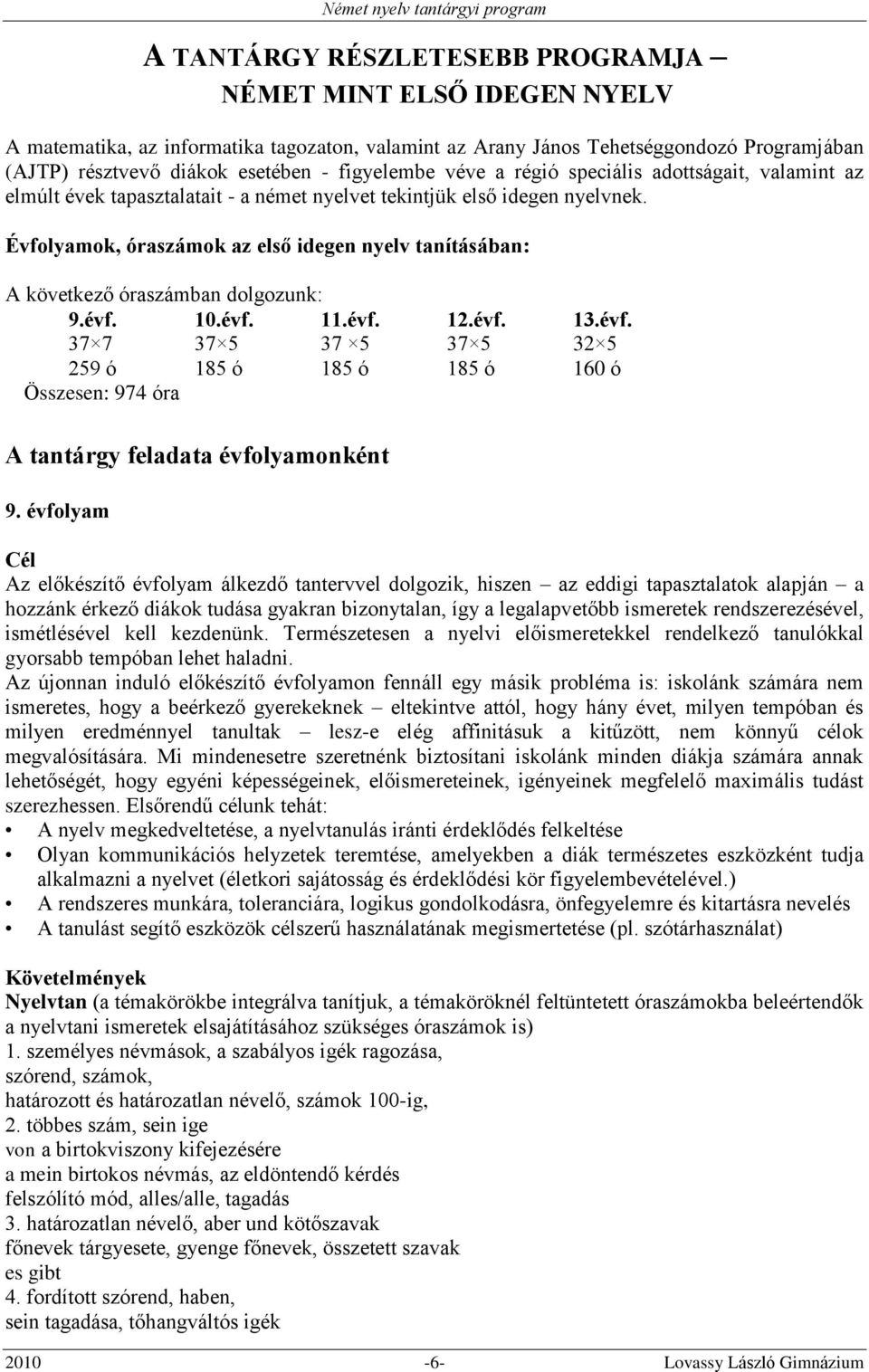 Német nyelv (DaF) tantárgyi program - PDF Free Download