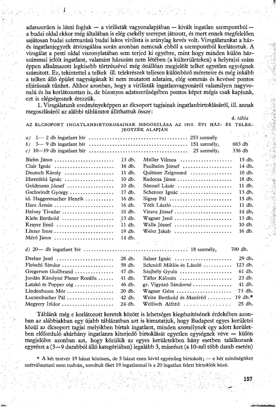 A vizsgálat a pesti oldal viszonylatában sem terjed ki egyébre, mint hogy minden külön házszámmal jelölt ingatlant, valamint házszám nem létében (a külterületeken) a helyrajzi szám éppen alkalmazott