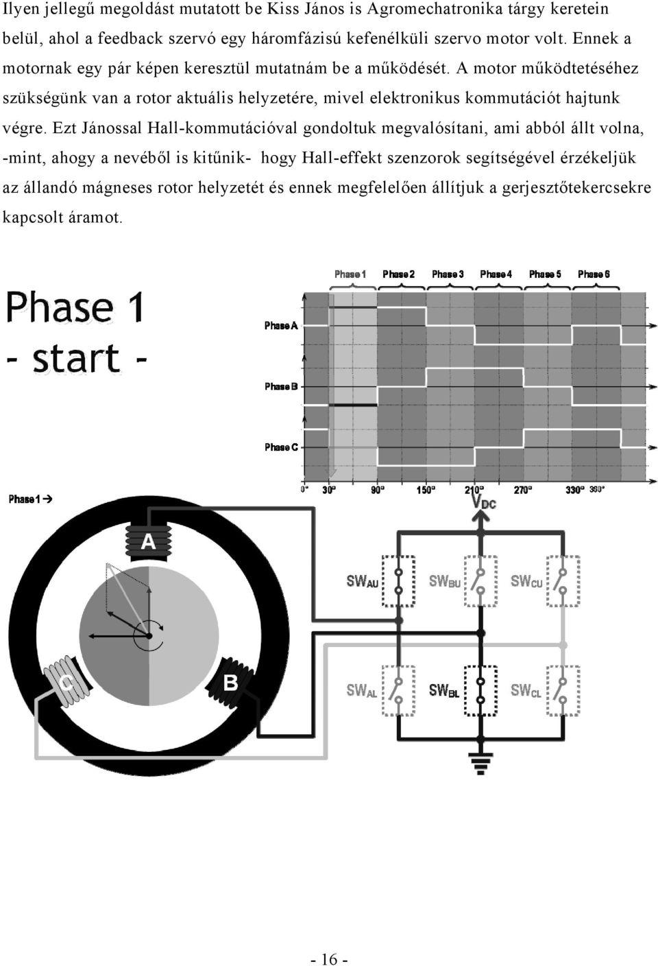 A motor működtetéséhez szükségünk van a rotor aktuális helyzetére, mivel elektronikus kommutációt hajtunk végre.