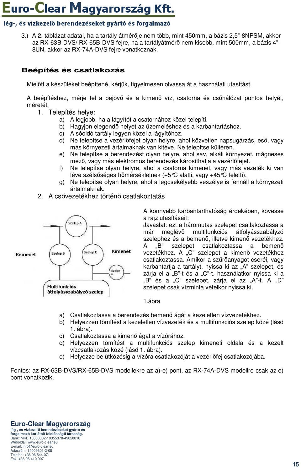 fejre vonatkoznak. Beépítés és csatlakozás Mielıtt a készüléket beépítené, kérjük, figyelmesen olvassa át a használati utasítást.