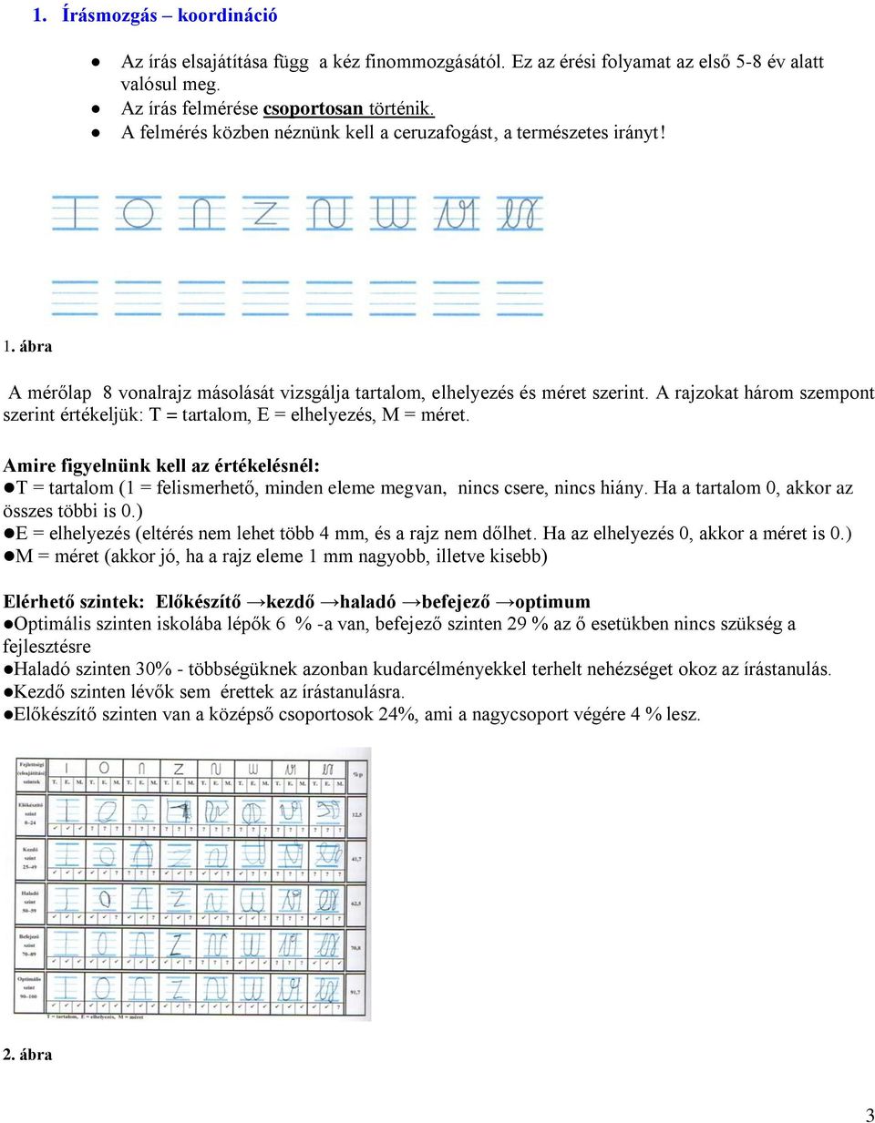 A rajzokat három szempont szerint értékeljük: T = tartalom, E = elhelyezés, M = méret.