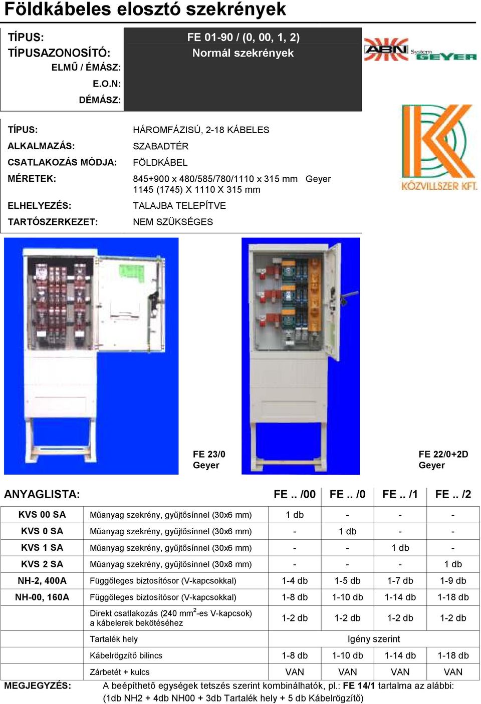 Földkábeles elosztó szekrények - PDF Free Download