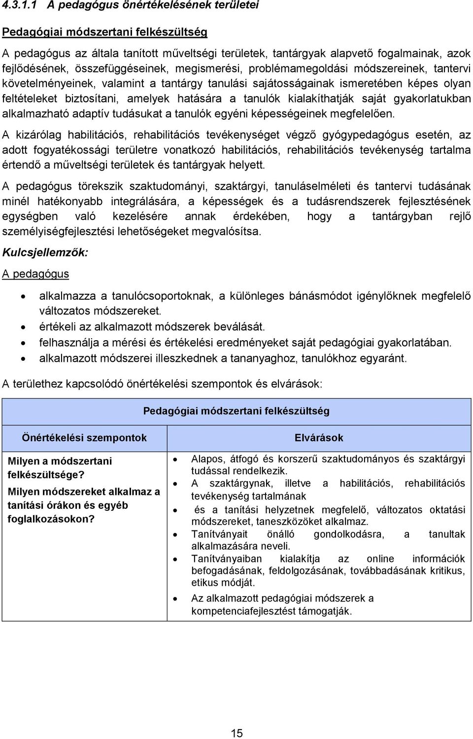 megismerési, problémamegoldási módszereinek, tantervi követelményeinek, valamint a tantárgy tanulási sajátosságainak ismeretében képes olyan feltételeket biztosítani, amelyek hatására a tanulók