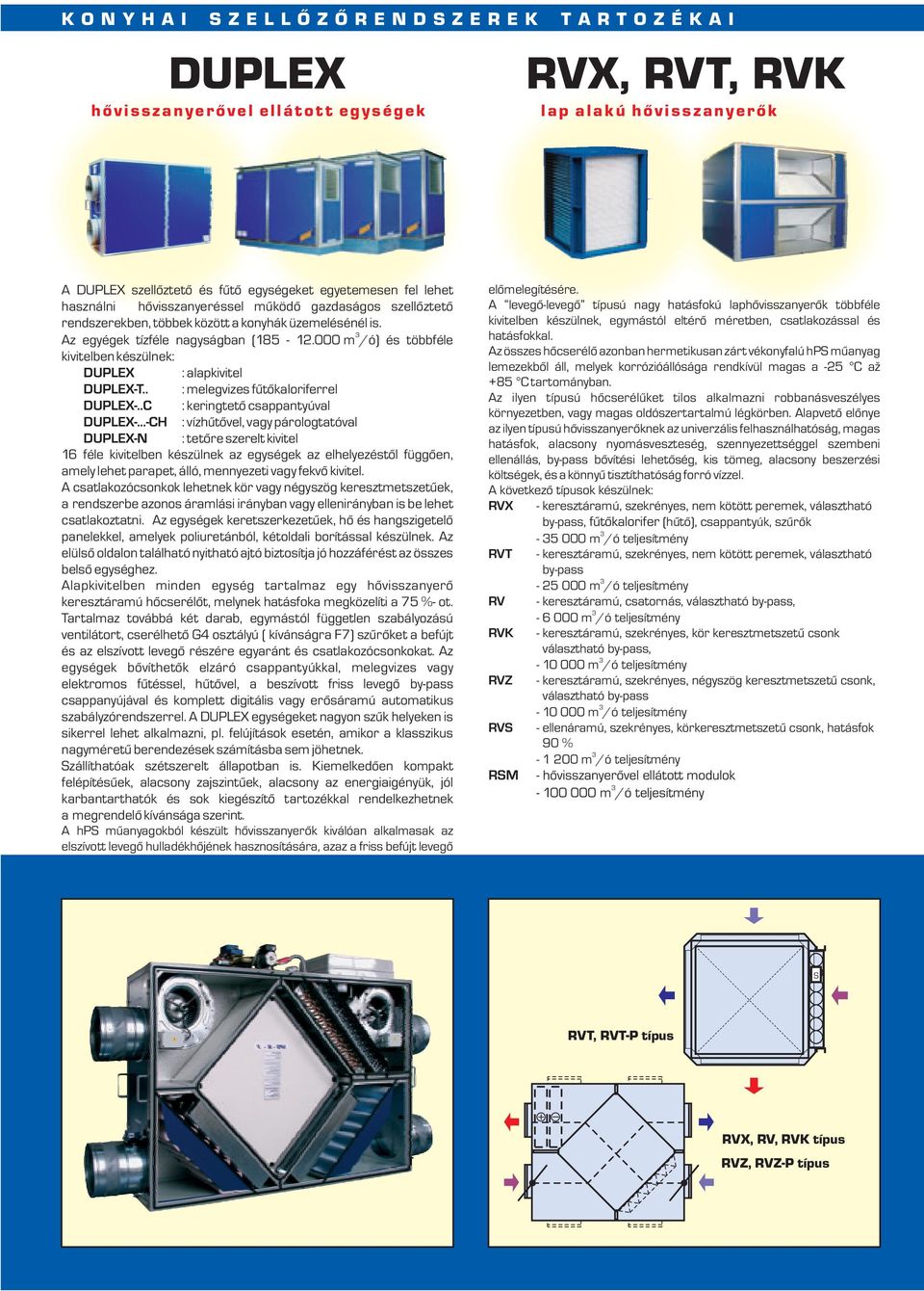 000 m /ó) és többféle kivitelben készülnek: DUPLEX DUPLEX-T.. DUPLEX-..C DUPLEX-.