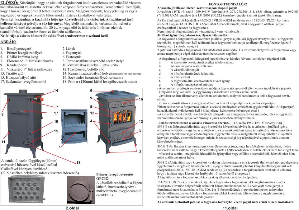 KEZELÉSI ÉS KARBANTARTÁSI ÚTMUTATÓ és JÓTÁLLÁSI JEGY a Toldi K15, Toldi  K20, Toldi K30 típusú szabadonálló vízteres kandalló-kazánokhoz. - PDF Free  Download