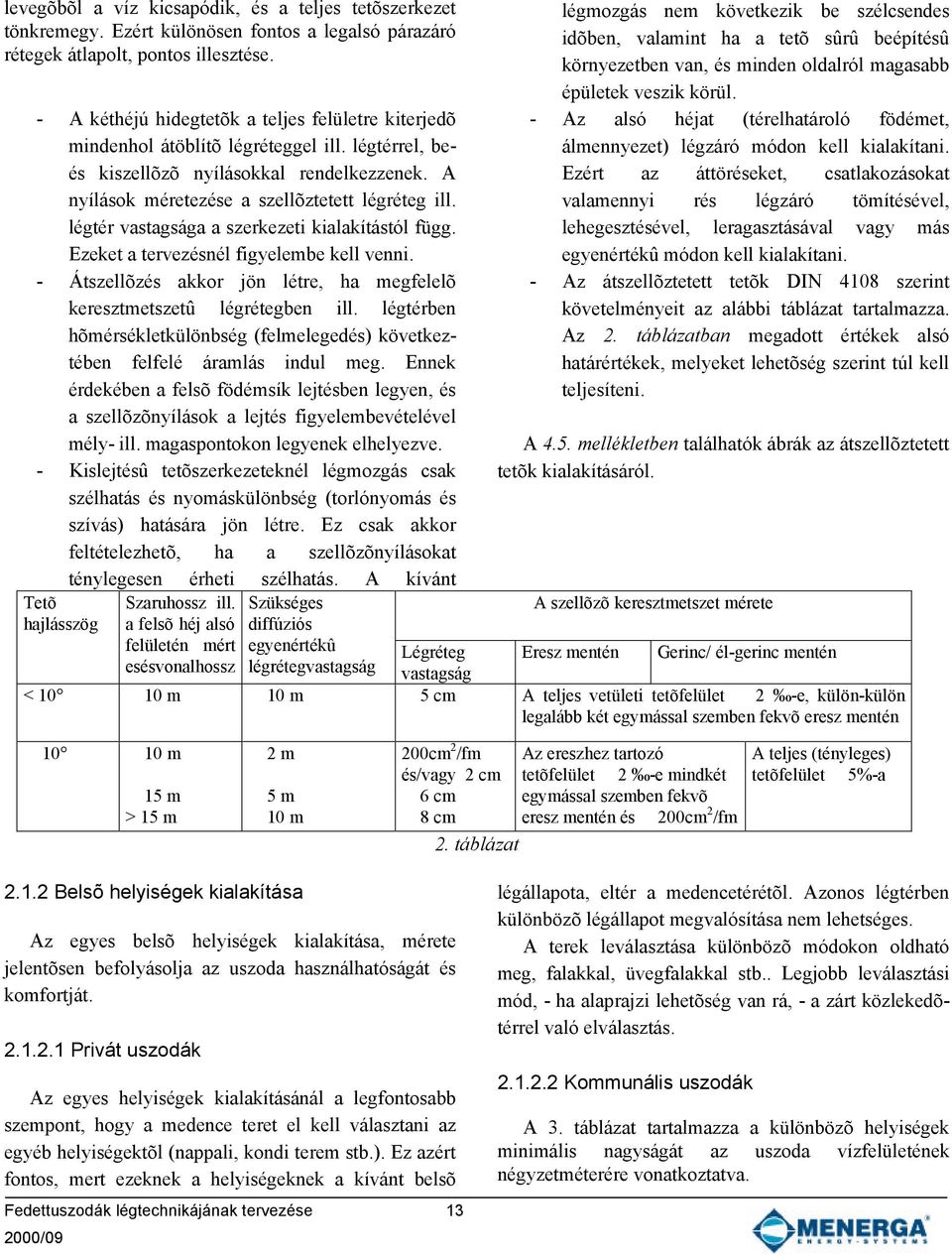 légtér vastagsága a szerkezeti kialakítástól függ. Ezeket a tervezésnél figyelembe kell venni. - Átszellõzés akkor jön létre, ha megfelelõ keresztmetszetû légrétegben ill.