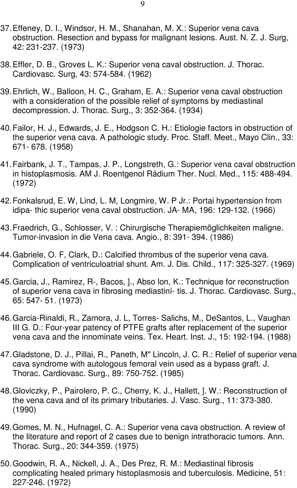 : Superior vena caval obstruction with a consideration of the possible relief of symptoms by mediastinal decompression. J. Thorac. Surg., 3: 352-364. (1934) 40. Failor, H. J., Edwards, J. E., Hodgson C.