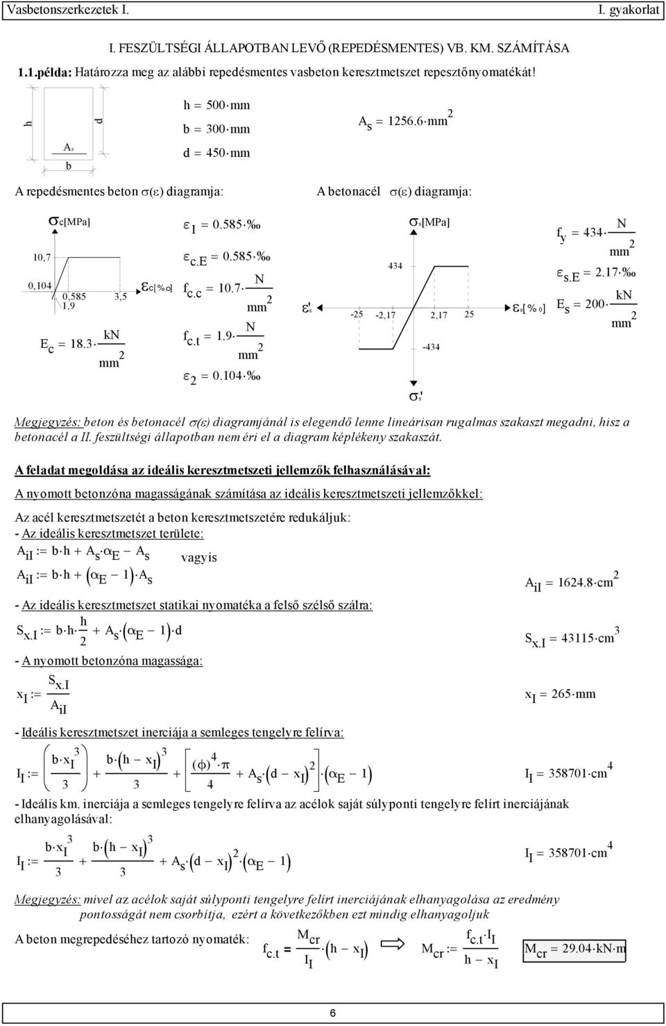 7 f c.t =.9 ε = 0.04 εs' 434-5 -,7 σs[mpa] σs',7-434 5 εs[%0] f y = 434 ε s.e =.