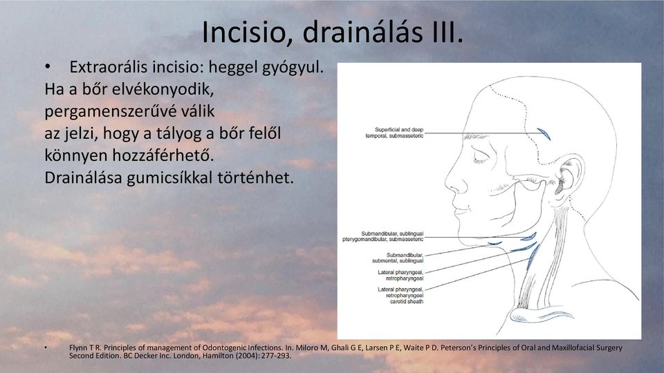 Drainálása gumicsíkkal történhet. Incisio, drainálás III. Flynn T R.