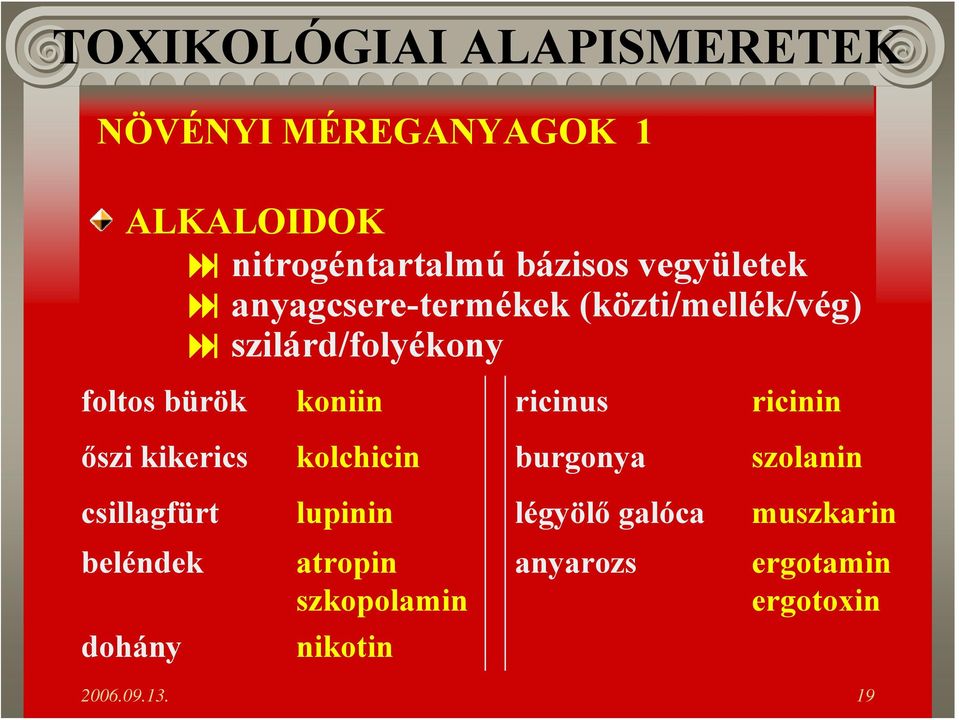 ricinin őszi kikerics kolchicin burgonya szolanin csillagfürt lupinin légyölő galóca
