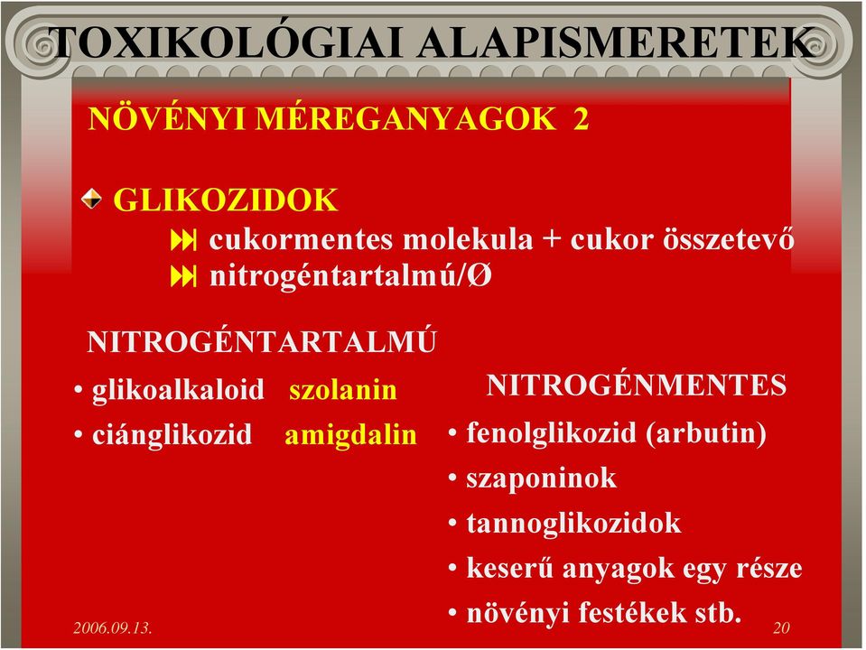 NITROGÉNMENTES ciánglikozid amigdalin fenolglikozid (arbutin)