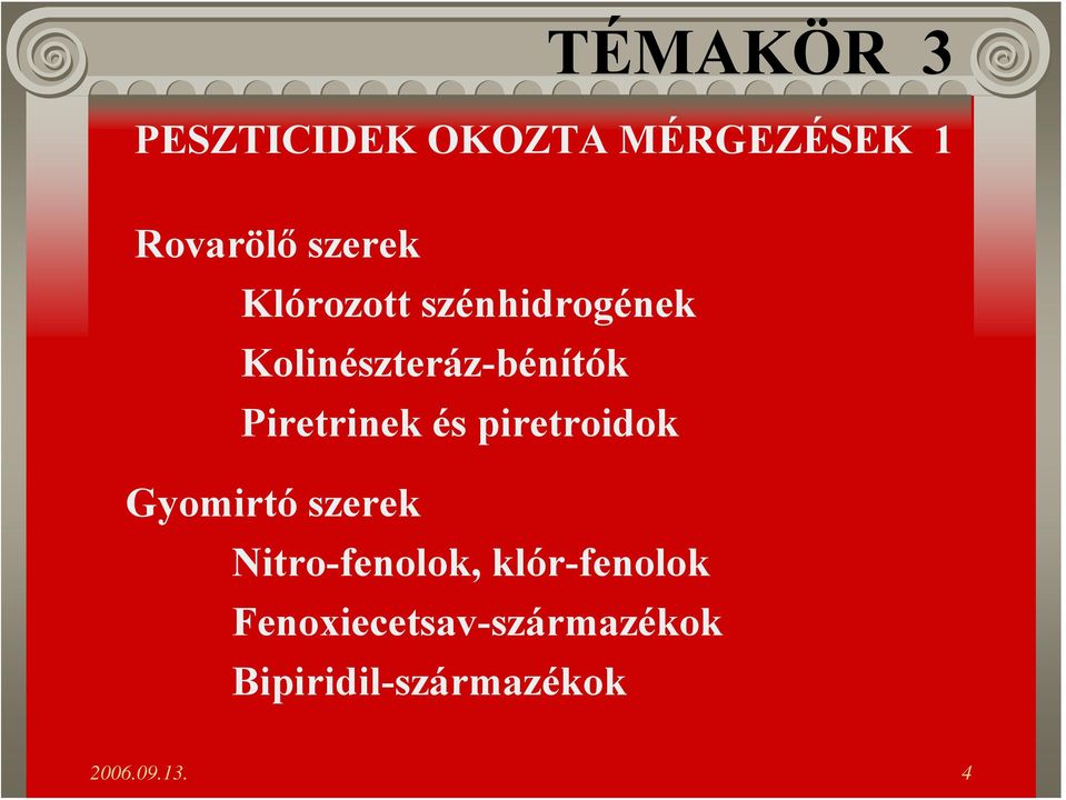 és piretroidok Gyomirtó szerek Nitro-fenolok, klór-fenolok