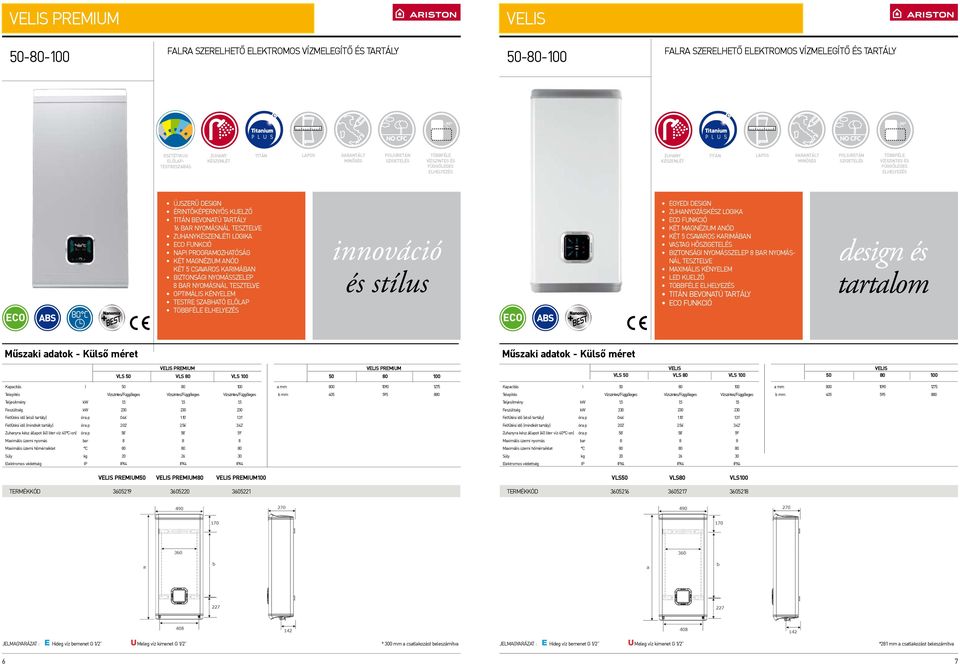 TÖBBFÉLE ELHELYEZÉS GARANTÁLT MINŐSÉG POLIURETÁN SZIGETELÉS Telepítés Feszültség KÉSZENLÉT LAPOS TITÁN TÖBBFÉLE VÍZSZINTES ÉS FÜGGŐLEGES ELHELYEZÉS design és tartalom Titán bevonatú tartály ECO