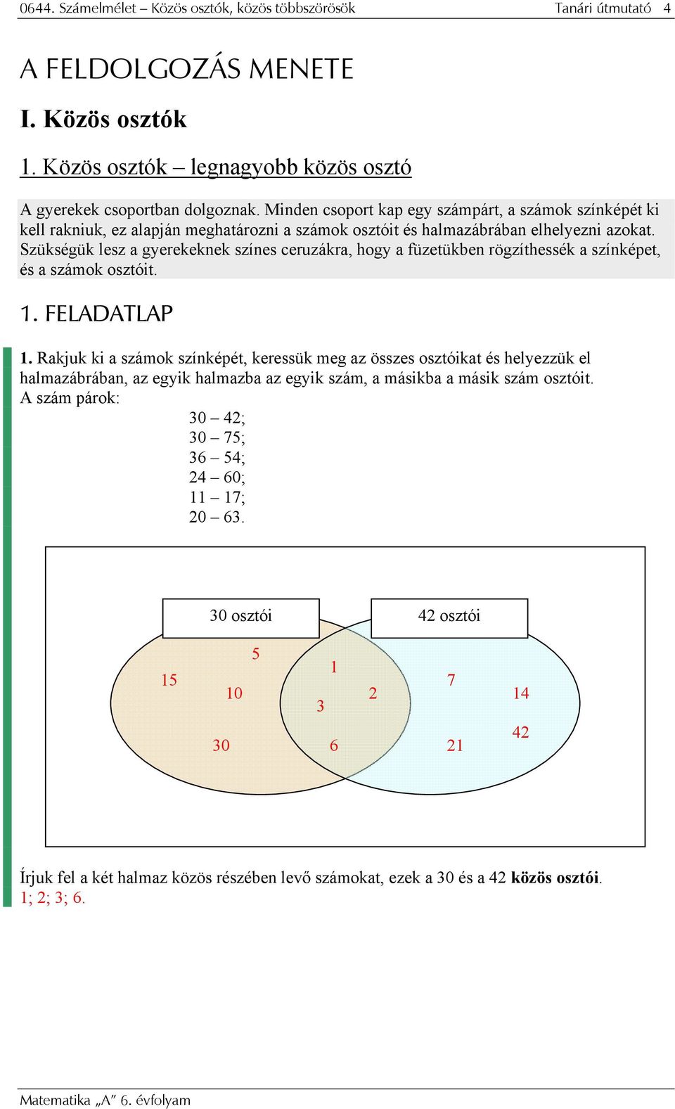 Szükségük lesz a gyerekeknek színes ceruzákra, hogy a füzetükben rögzíthessék a színképet, és a számok osztóit. 1. FELADATLAP 1.