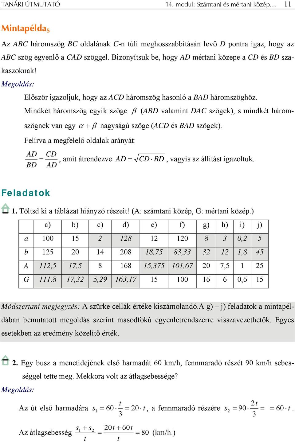 Mindkét háromszög egyik szöge β (ABD vlmint DAC szögek), s mindkét háromszögnek vn egy α + β ngyságú szöge (ACD és BAD szögek).