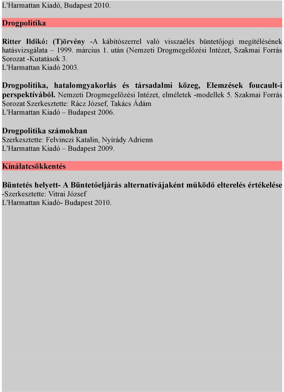 Nemzeti Drogmegelőzési Intézet, elméletek -modellek 5. Szakmai Forrás Sorozat Szerkesztette: Rácz József, Takács Ádám L'Harmattan Kiadó Budapest 2006.