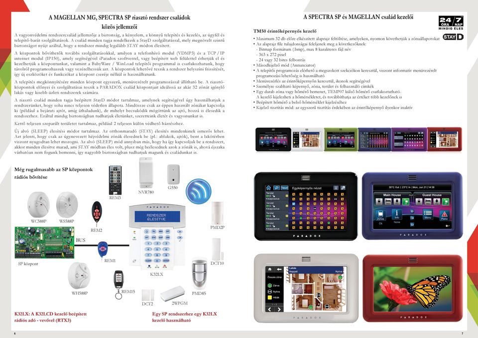 A központok bővíthetők további szolgáltatásokkal, amilyen a telefonhívó modul (VDMP3) és a TCP / IP internet modul (IP150), amely segítségével iparadox szoftverrel, vagy beépített web felülettel