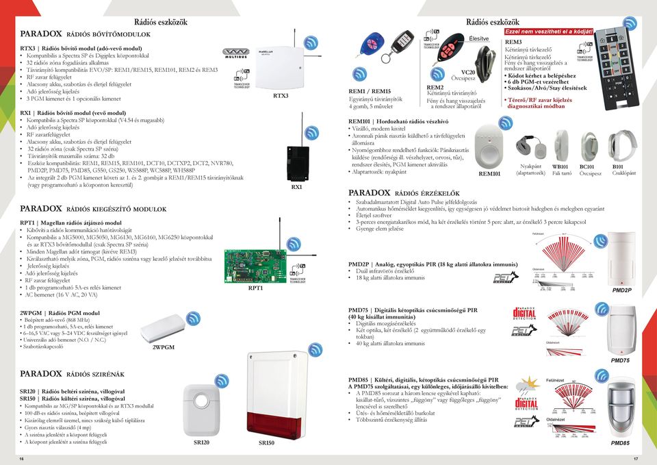 modul) Kompatibilis a Spectra SP központokkal (V4.