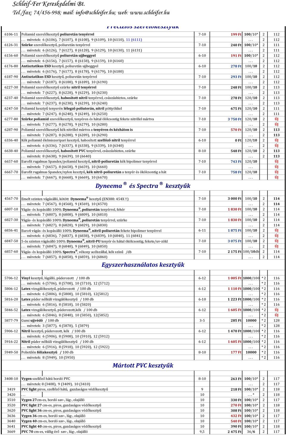 .. 2 111 6156-60 Poliamid szerelőkesztyű poliuretán ujjbeggyel 6-10 191 Ft 100/10* 2 112... méretek: 6 (6156), 7 (6157), 8 (6158), 9 (6159), 10 (6160).