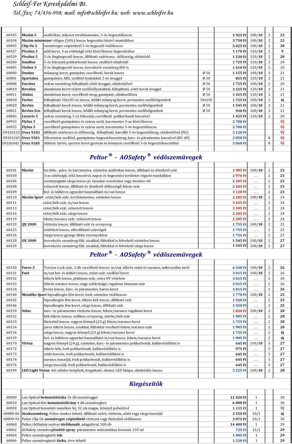 lencse, állítható szárhossz, -dőlésszög, oldalvédő 1230 Ft 120/10 2 20 60280 Soudlux 5-ös fokozatú polikarbonát lencse, szellőző oldalvédő 1725 Ft 120/10 2 20 60405 Visilux 5 5-ös lánghegesztő