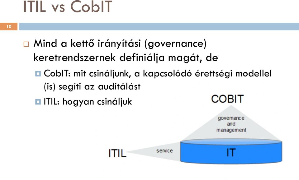 de CobIT: mit csináljunk, a kapcsolódó érettségi