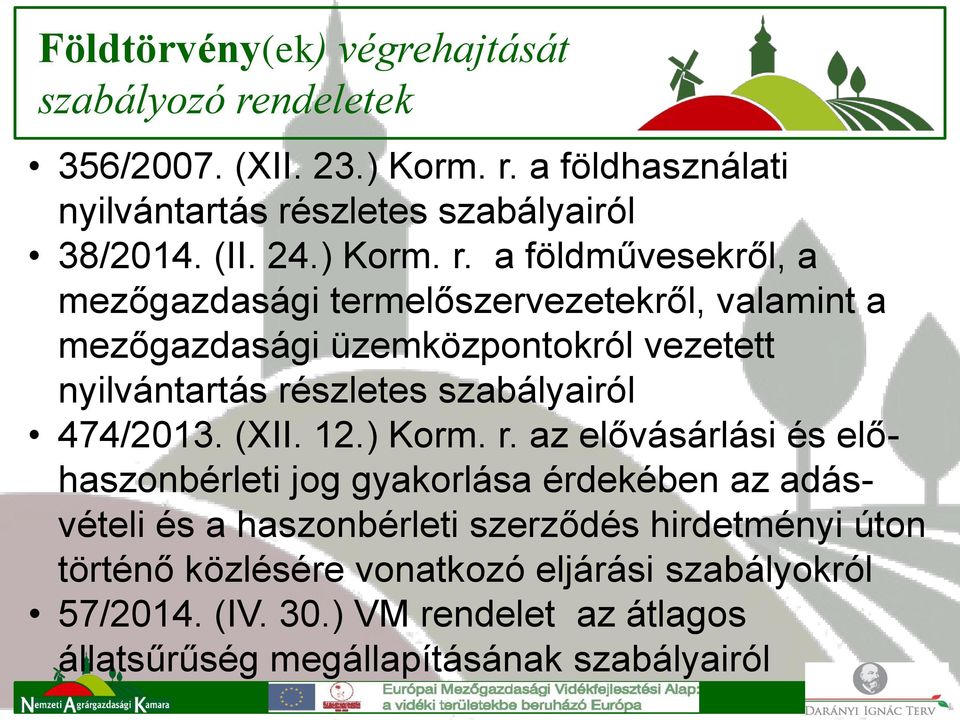 a földművesekről, a mezőgazdasági termelőszervezetekről, valamint a mezőgazdasági üzemközpontokról vezetett nyilvántartás részletes szabályairól