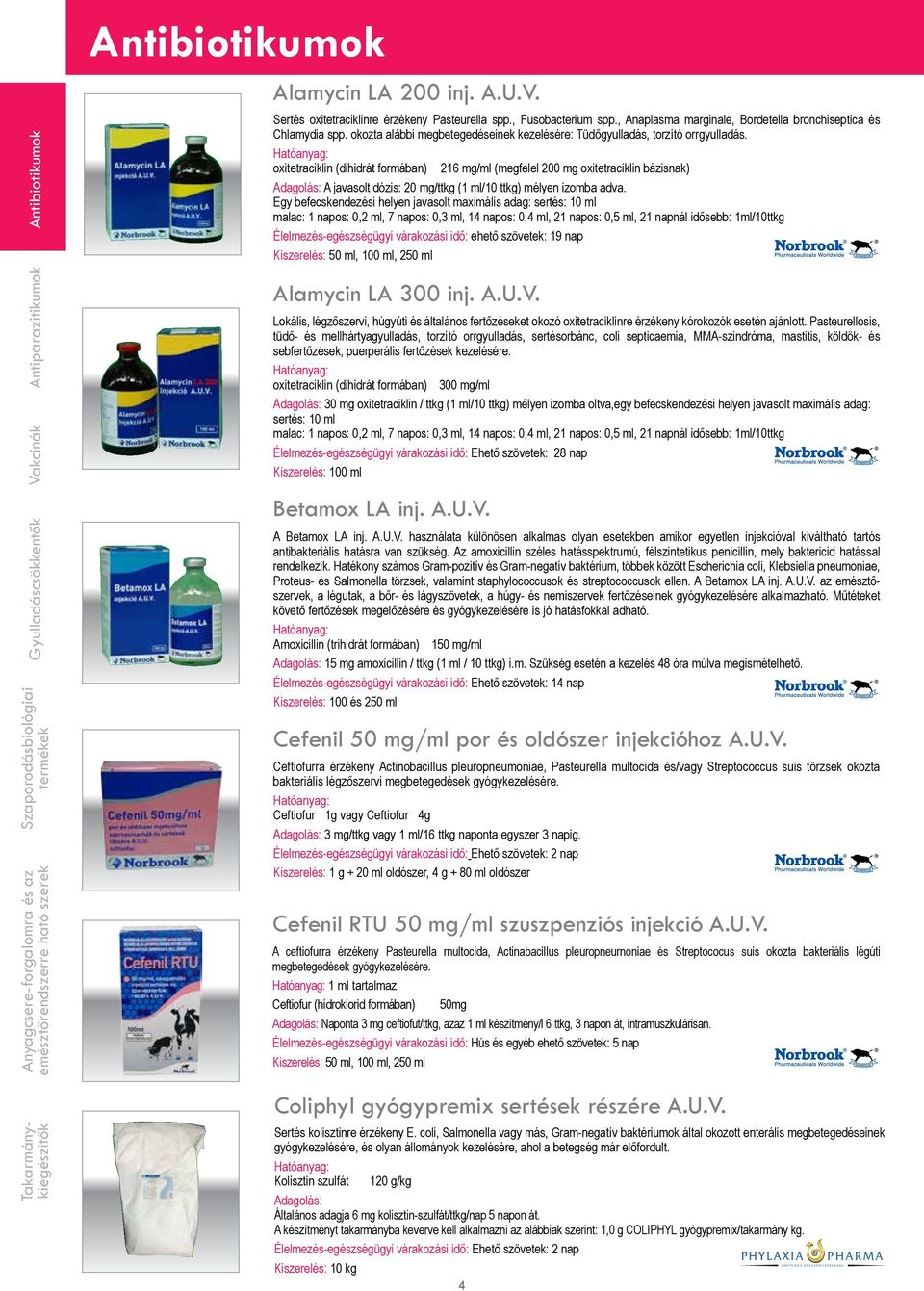 oxitetraciklin (dihidrát formában) 216 mg/ml (megfelel 200 mg oxitetraciklin bázisnak) A javasolt dózis: 20 mg/ttkg (1 ml/10 ttkg) mélyen izomba adva.