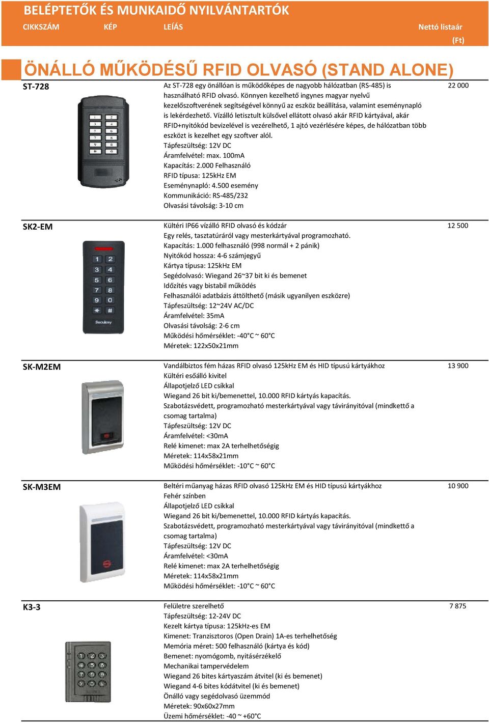 Vízálló letisztult külsővel ellátott olvasó akár RFID kártyával, akár RFID+nyitókód bevizelével is vezérelhető, 1 ajtó vezérlésére képes, de hálózatban több eszközt is kezelhet egy szoftver alól.