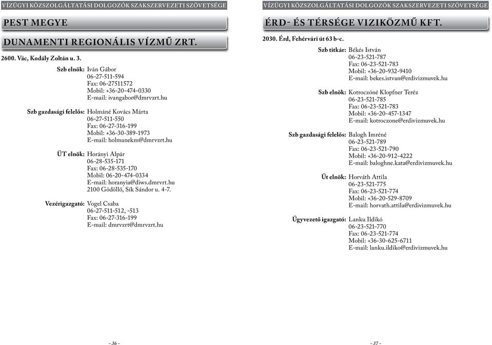 hu ÜT elnök: Horányi Alpár 06-28-535-171 Fax: 06-28-535-170 Mobil: 06-20-474-0334 E-mail: horanyia@diws.dmrvrt.hu 2100 Gödöllő, Sík Sándor u. 4-7.