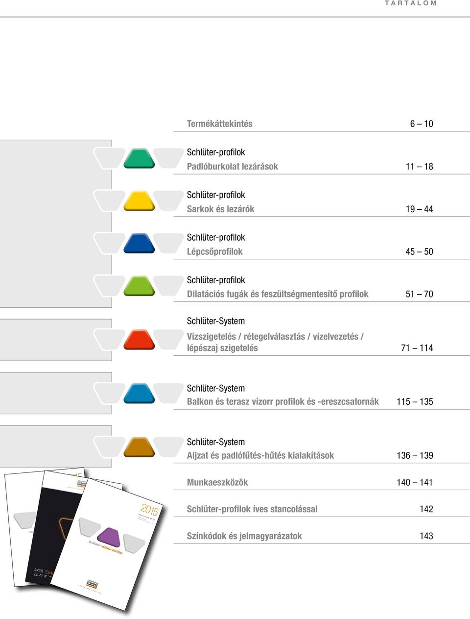 profilok és -ereszcsatornák 115 135 Schlüter-System Aljzat és padlófűtés-hűtés kialakítások 136 139 2015 Bild-Preisliste BT 15 Deutschland Österreich Gültig ab 1.