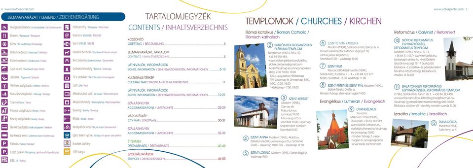 com 5 Jelmagyarázat / Legend / ZEICHENERKLÄRUNG 1 Mozgássérülteknek / For the disabled / Für Gehbehinderten Étterem / Restaurant / Restaurant Klíma / Air conditioning / Klimaanlage Beltéri medence /