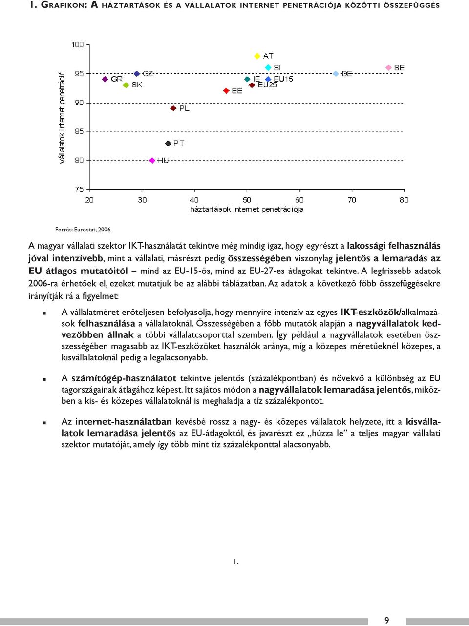 mutatóitól mind az EU-15-ös, mind az EU-27-es átlagokat tekintve. A legfrissebb adatok 2006-ra érhetőek el, ezeket mutatjuk be az alábbi táblázatban.