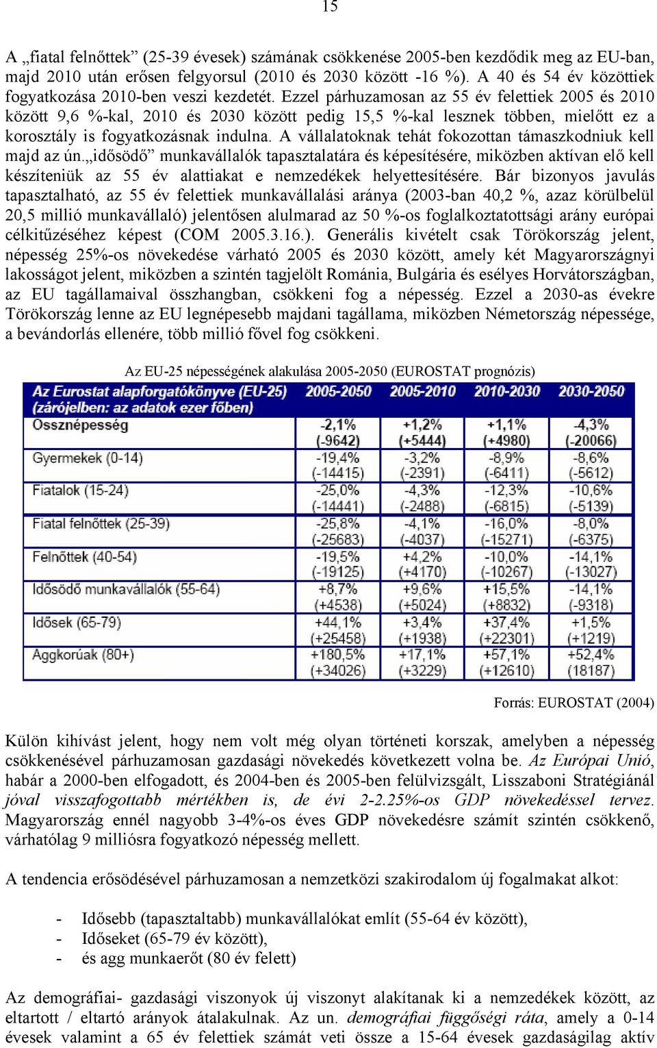 Ezzel párhuzamosan az 55 év felettiek 2005 és 2010 között 9,6 %-kal, 2010 és 2030 között pedig 15,5 %-kal lesznek többen, mielőtt ez a korosztály is fogyatkozásnak indulna.