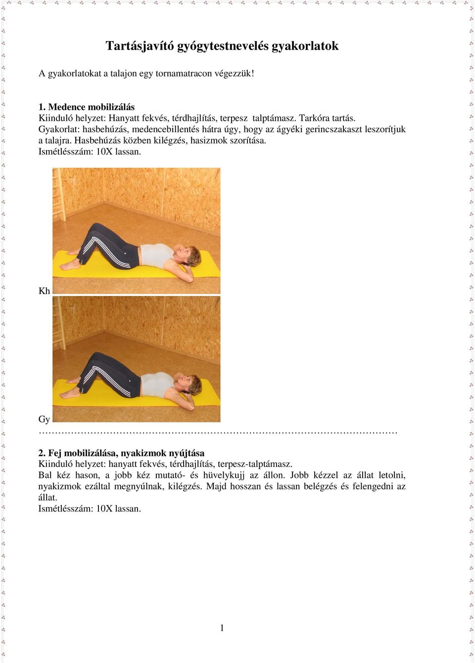 Tartásjavító gyógytestnevelés gyakorlatok - PDF Ingyenes letöltés