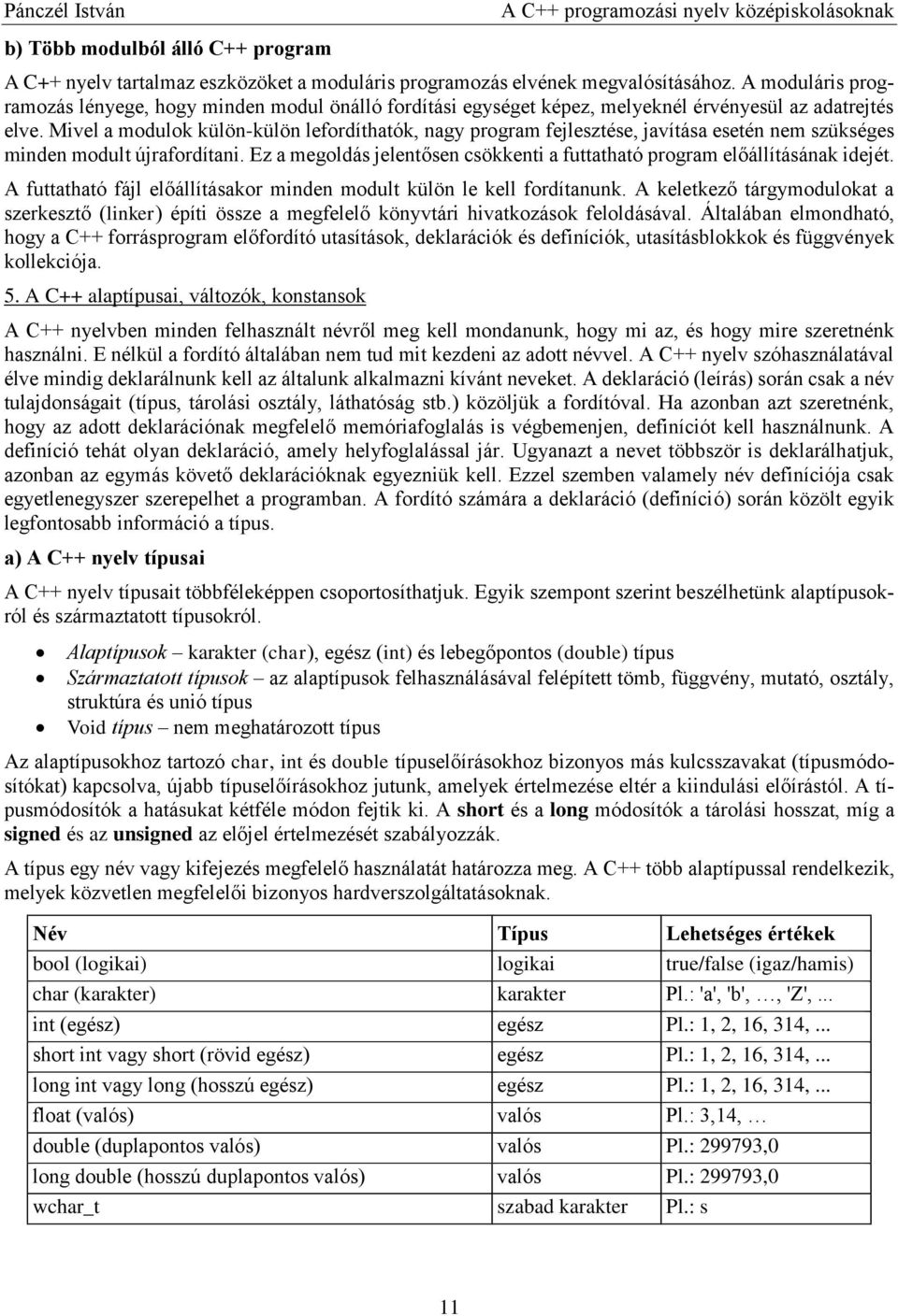 Mivel a modulok külön-külön lefordíthatók, nagy program fejlesztése, javítása esetén nem szükséges minden modult újrafordítani.