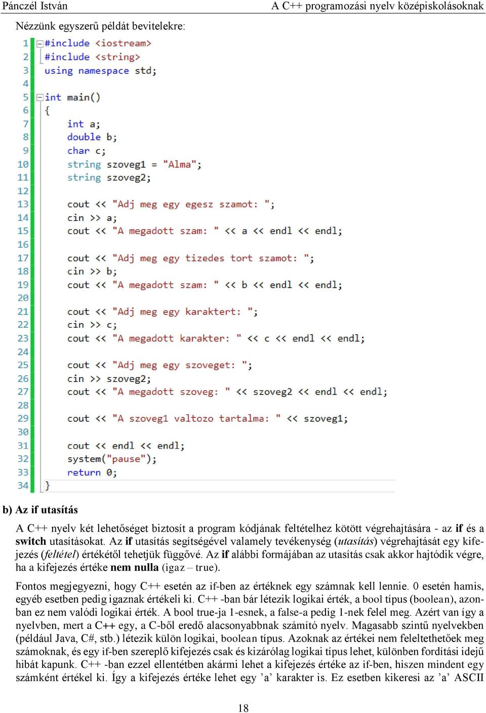 A C++ programozási nyelv középiskolásoknak - PDF Ingyenes letöltés
